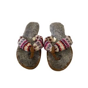 Dearfoams Faux Fur Flipflop Sandal House Slippers Summer Beach Shoes